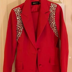 Fashion Nova Red Embellished Blazer